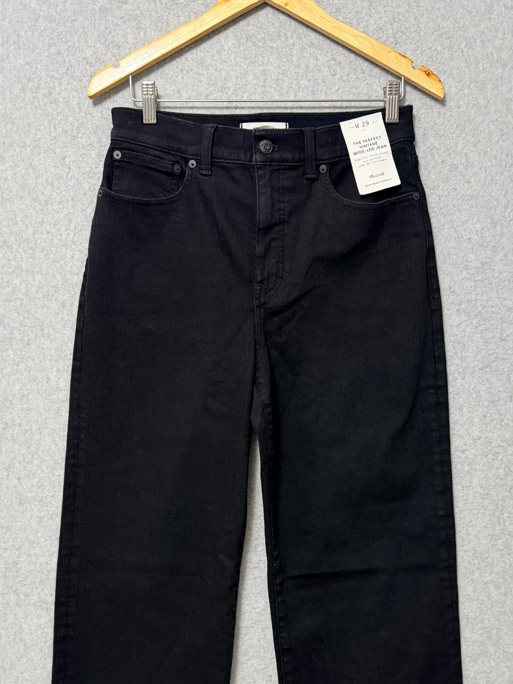 Madewell Perfect Vintage Wide Leg Jeans NWT Size 29 Black High Rise Full Length - Picture 4 of 11
